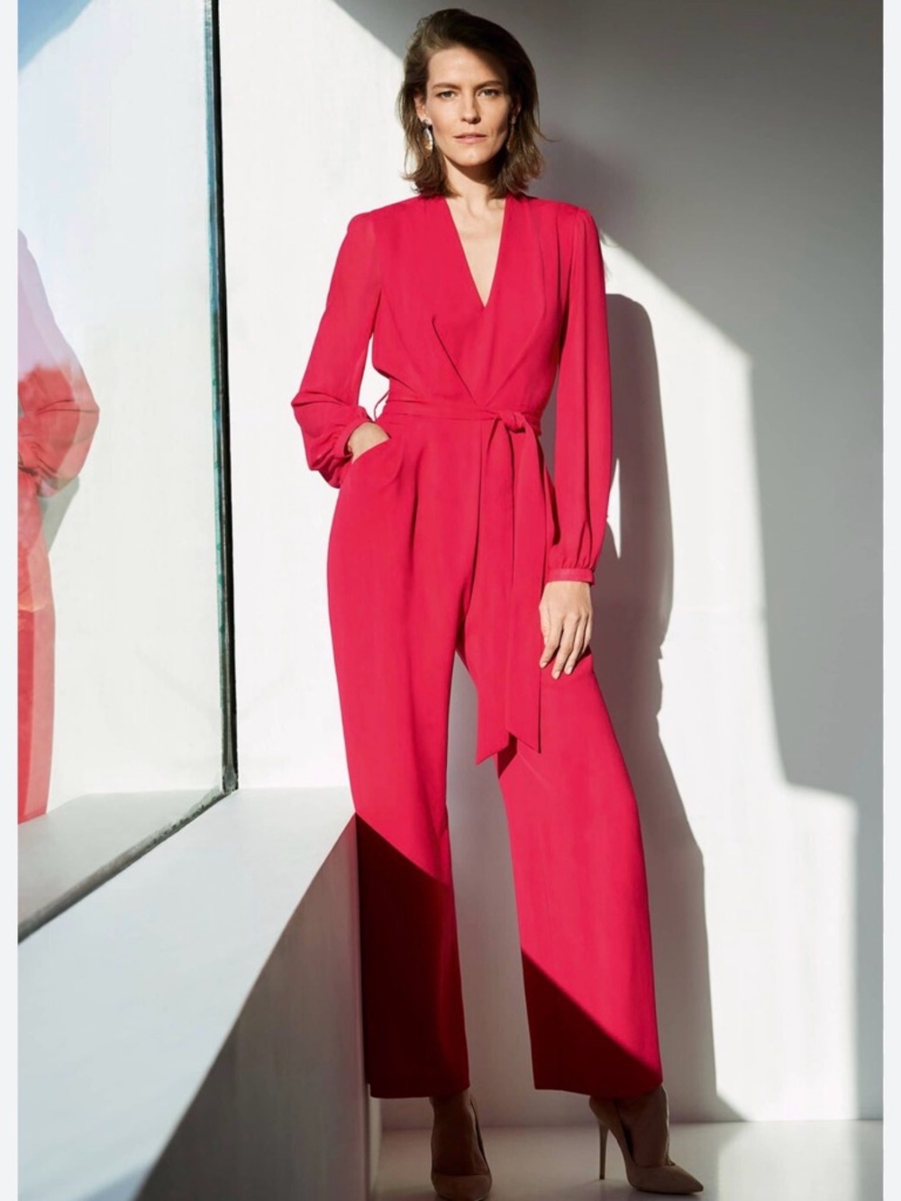 Three Flaggs vintage red surplus wrap tapered‎ leg jumpsuit Size S/M